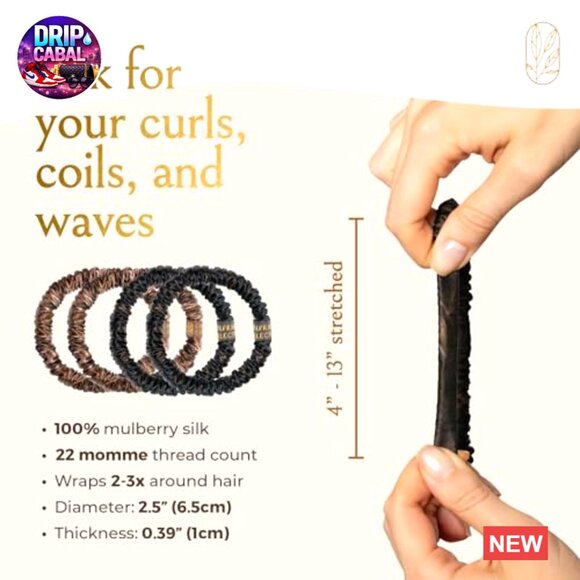 Silk Skinny Scrunchies Anti-Breakage Hair Ties for Curly Thick Hair 4-Pack main image 5